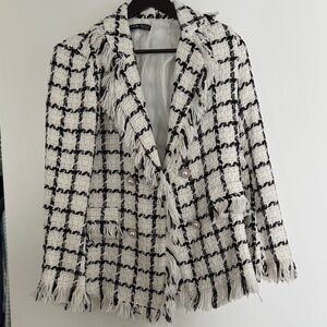 SHEIN Fringed Plaid Women's Tweed Jacket
Size XS